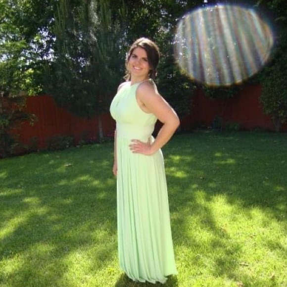 Halter Neck Formal Beaded Waist Maxi Gown Seafoam Green - Picture 1 of 3